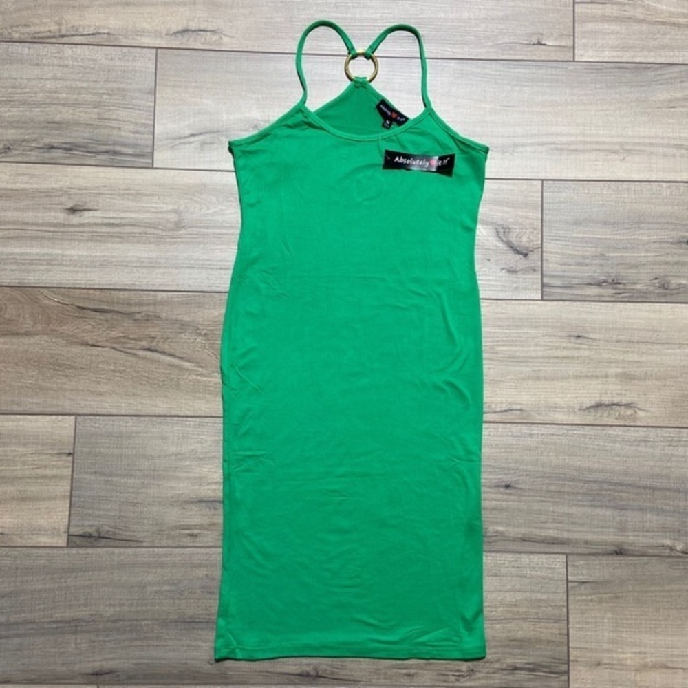 ABSOLUTELY LOVE IT Medium Spaghetti Strap Ring Back Fitted Dress Kelly‎ Green